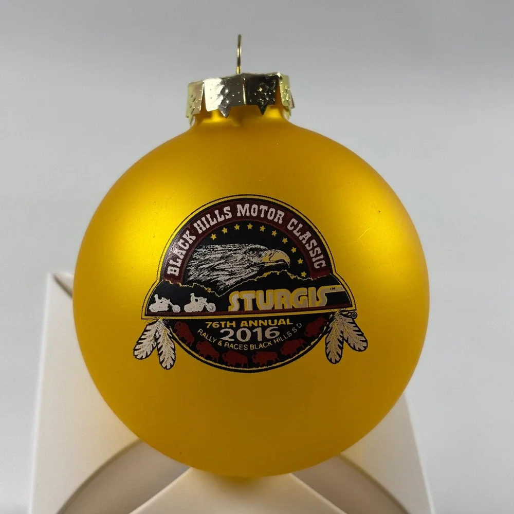 Sturgis 2016 Black Hills Motor Classic Yellow Eagle Ball Ornament 76th Annual